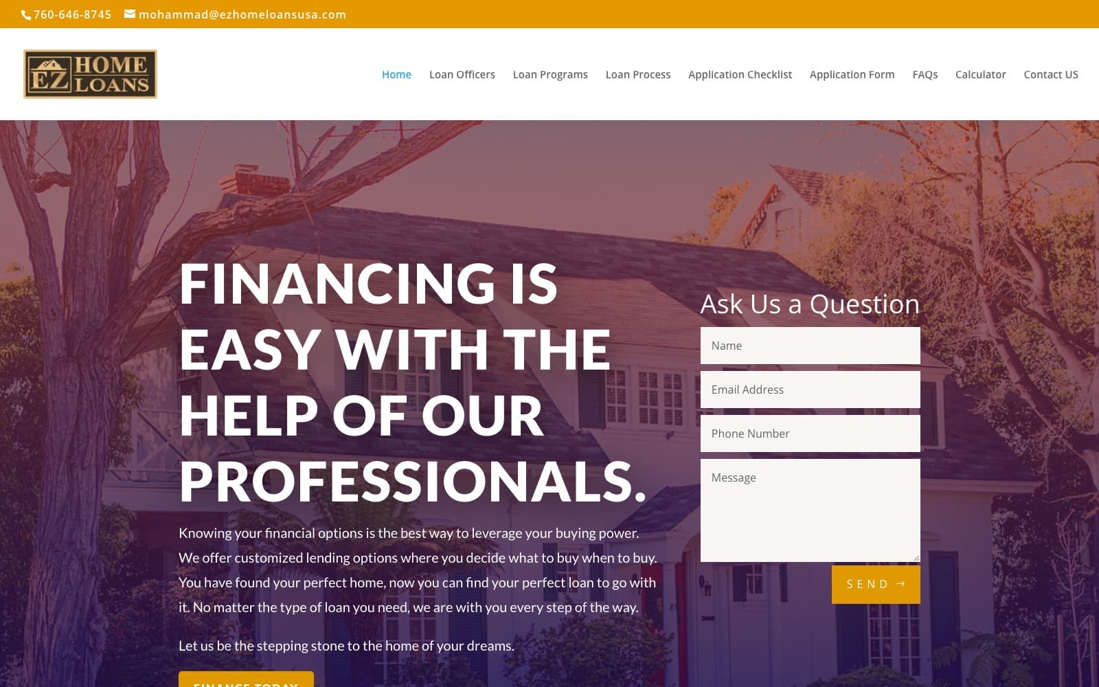 EZ Home Loans USA website homepage