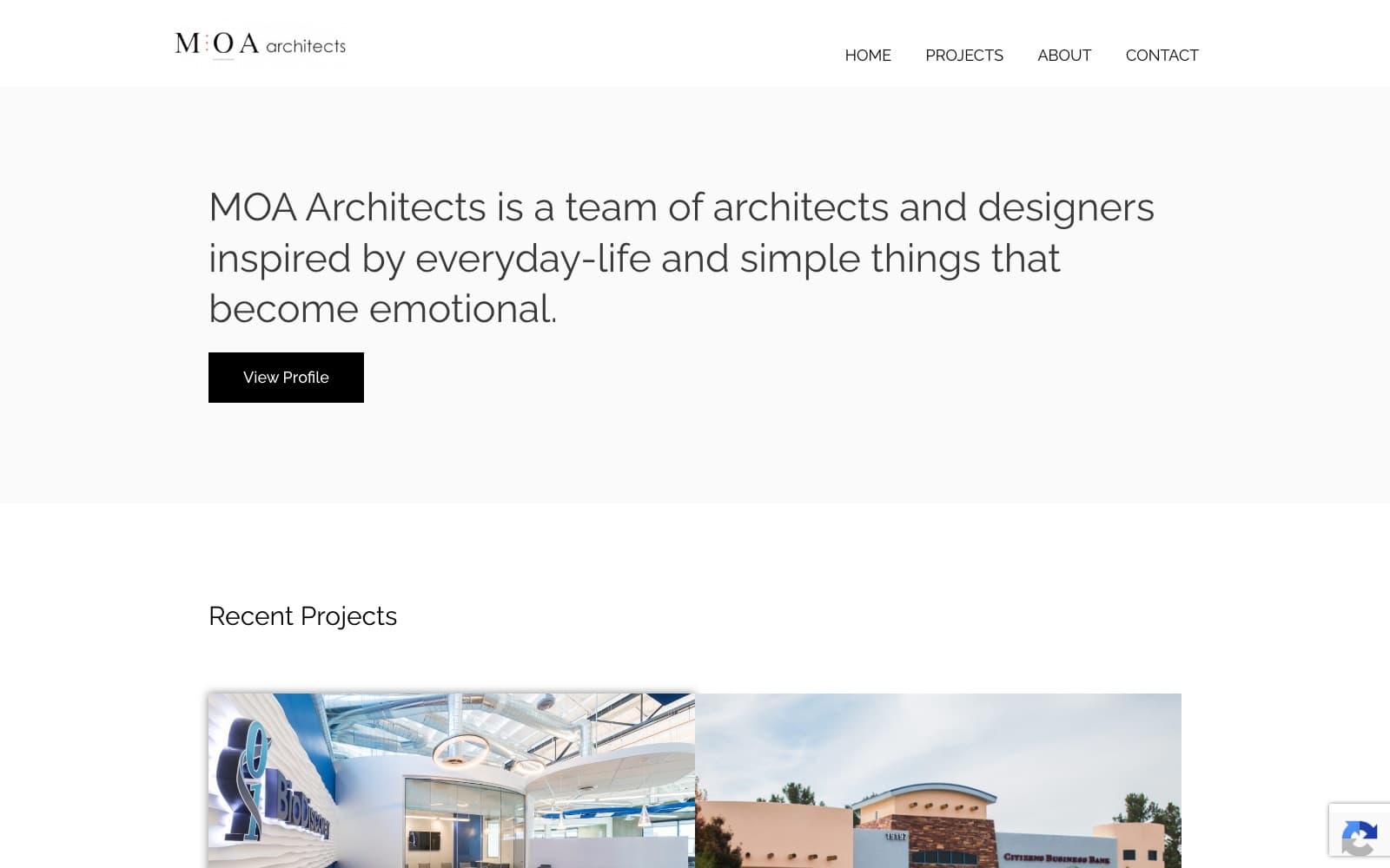 MOA Architects website homepage