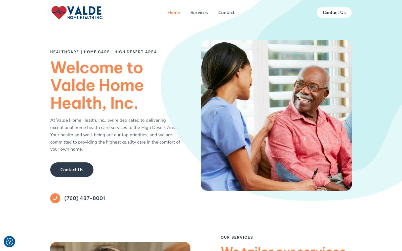 Valde Home Health, Inc. website homepage