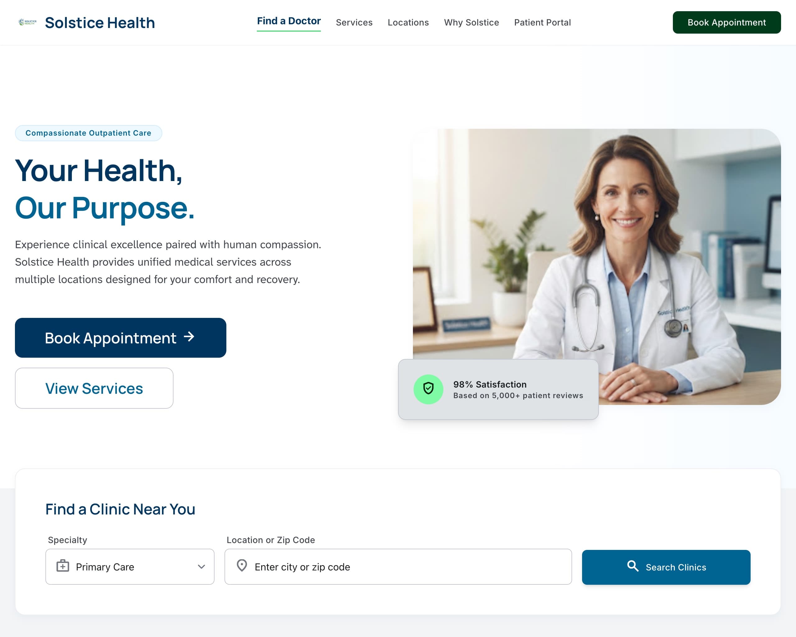 Solstice Health website design preview